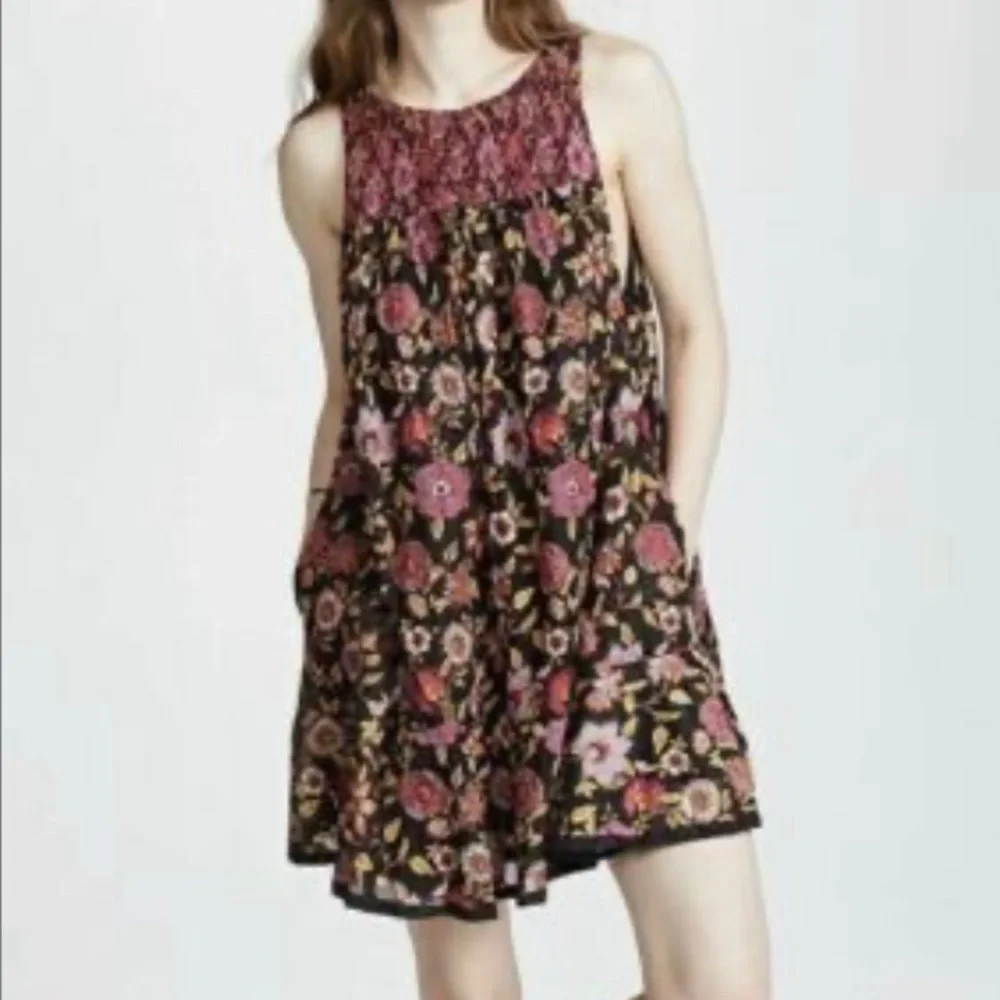 Free People Floral Dress with Plunging back - Black and Pink - Picture 2 of 7